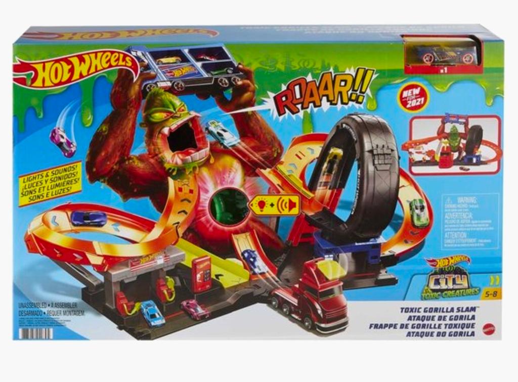 Hot Wheels set City GIFTIGE GORILLA AANVAL, Ophalen of Verzenden, Zo goed als nieuw, Handmatig, Hot Wheels