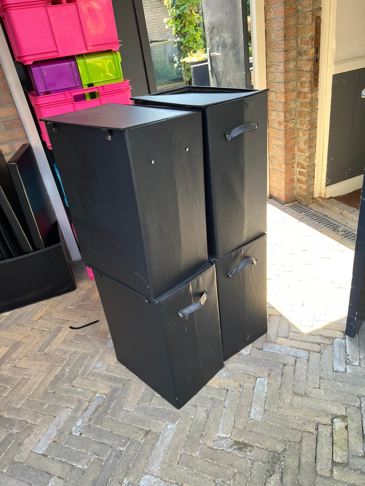 4x “leer” opbergkrat opvouwbaar nieuwstaat 43x30x57, Ophalen of Verzenden, Zo goed als nieuw, Overige materialen, Overige typen