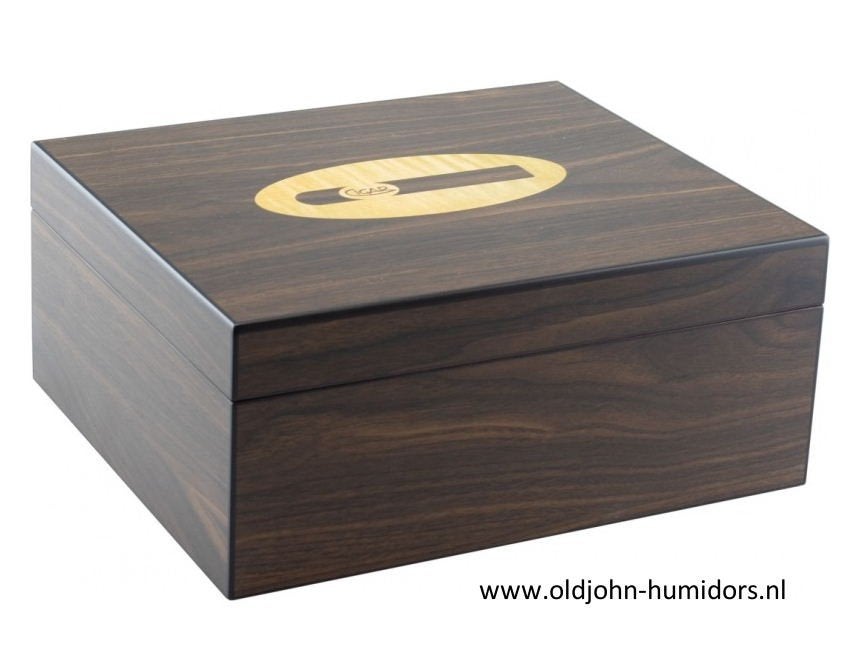HUMIDOR WALNOOT M DELUXE MET CIGAR LOGO MERKBOOKWILL    h37, Verzenden, Nieuw, Tabaksdoos of Verpakking