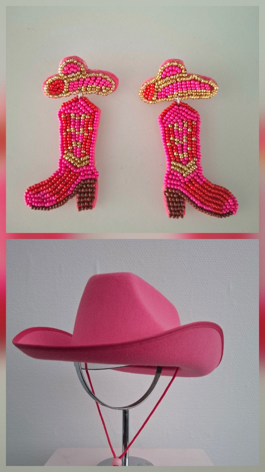 Cowboyhoed met bijpassende oorbellen, Ophalen, Overige materialen, Hangers, Nieuw