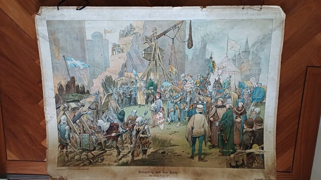 Belegering van een kasteel - Het huis te Voorst, 1362, Antiek en Kunst, Ophalen, Geschiedenis