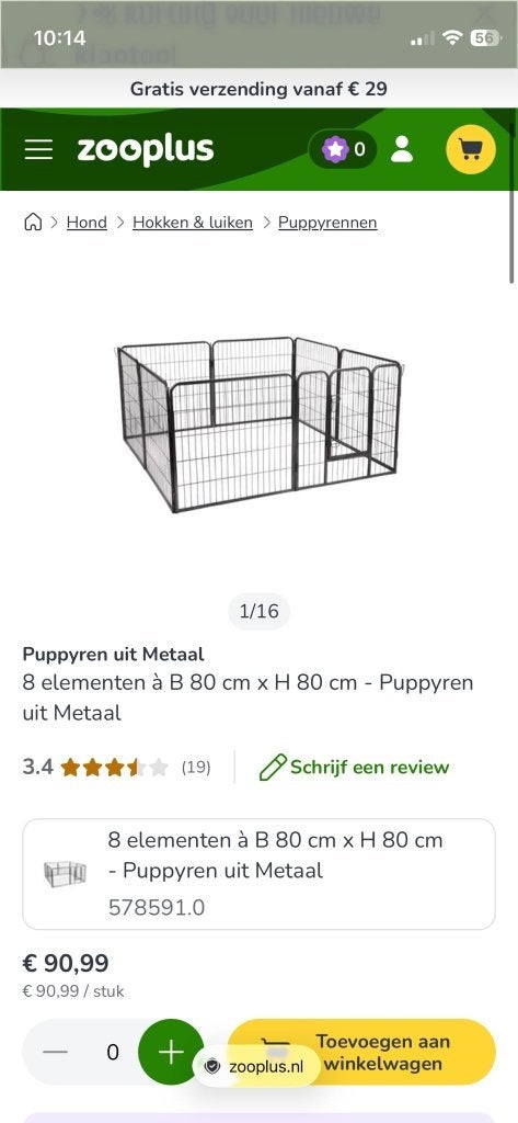 Hondenren / Puppyren - 8 panelen van 80x80 cm, Dieren en Toebehoren, Ophalen, 110 cm of meer, 65 tot 100 cm, Hondenhok