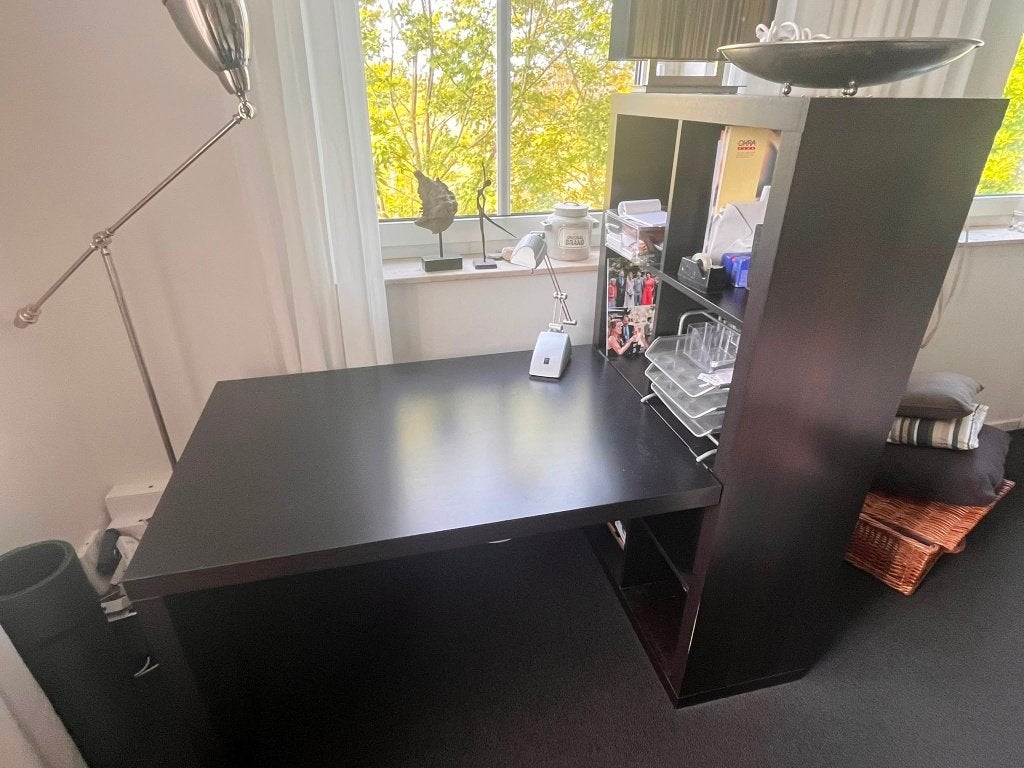 Ikea Kallax bureau met kast, Huis en Inrichting, Bureaus, Ophalen, Demontabel, Gebruikt, Spaanplaat of MDF