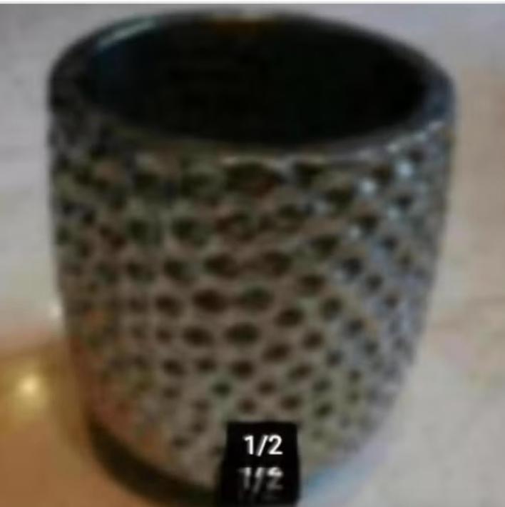 Bloempot zilver kleur 16x13cm, Rond, Ophalen of Verzenden, Zo goed als nieuw, Aardewerk