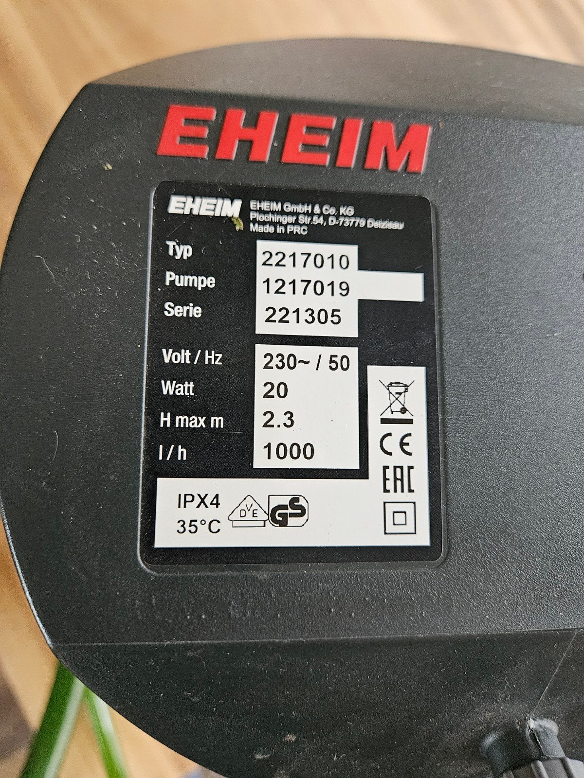 Eheim 2217010 1000 l/h, Dieren en Toebehoren, Ophalen of Verzenden, Zo goed als nieuw