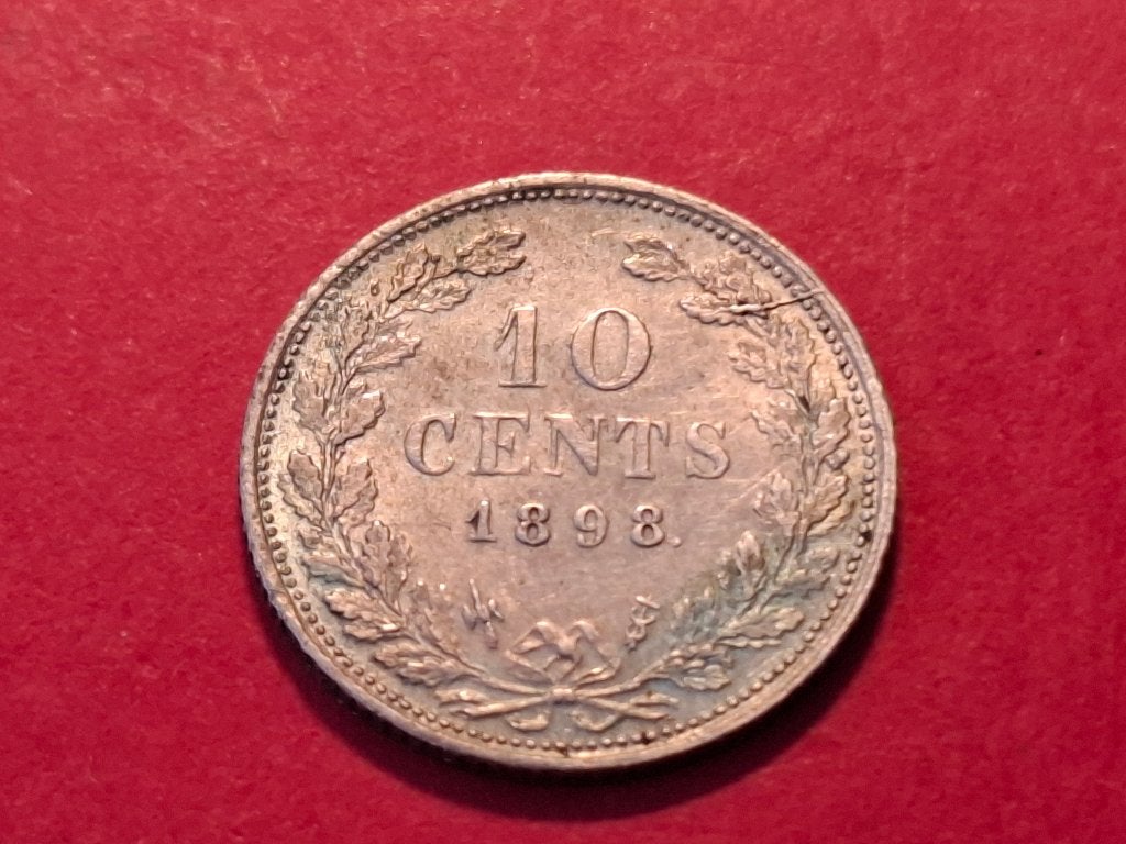 10 cent 1898, Postzegels en Munten, Zilver, Ophalen of Verzenden, 10 cent, Koningin Wilhelmina