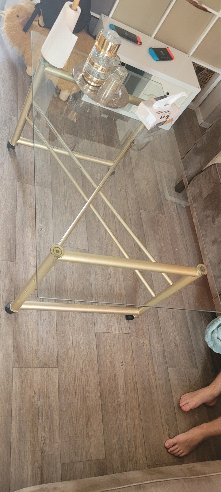 GRATIS!! Glazen salon tafel, Ophalen, Gebruikt, Glas, 75 cm of meer