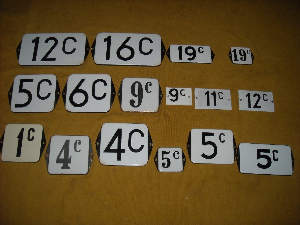 oud emaille huisnummer 1c 4c 5c 6c 9c 11c 12c 15c 16c 19c c, Ophalen of Verzenden