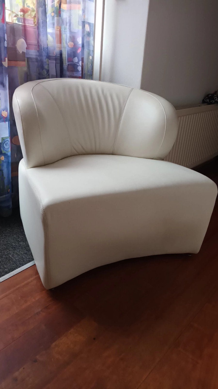 Set vintage leren fauteuils- witte., Huis en Inrichting, Ophalen, Modern design, Twee, Wit