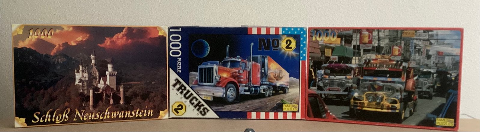 3 Fame puzzels van 1000 stukjes, Hobby en Vrije tijd, Denksport en Puzzels, Ophalen of Verzenden, 500 t/m 1500 stukjes, Legpuzzel