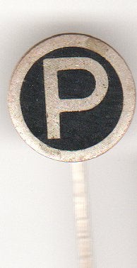 P/ vintage speld emaille-zilverkl., Verzenden, Zo goed als nieuw, Transport