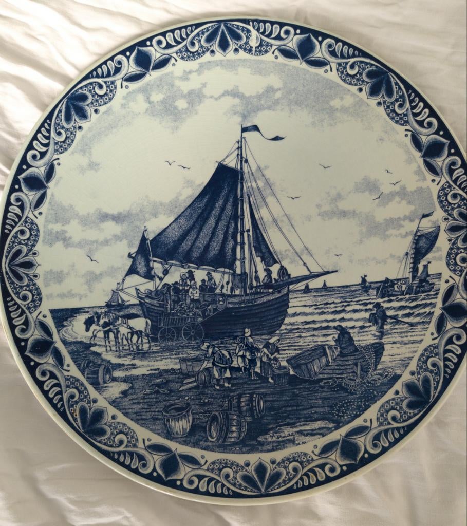 Grote schaal (diameter 39 cm) Delfts Blauw Chemkefa Hollan, Ophalen of Verzenden