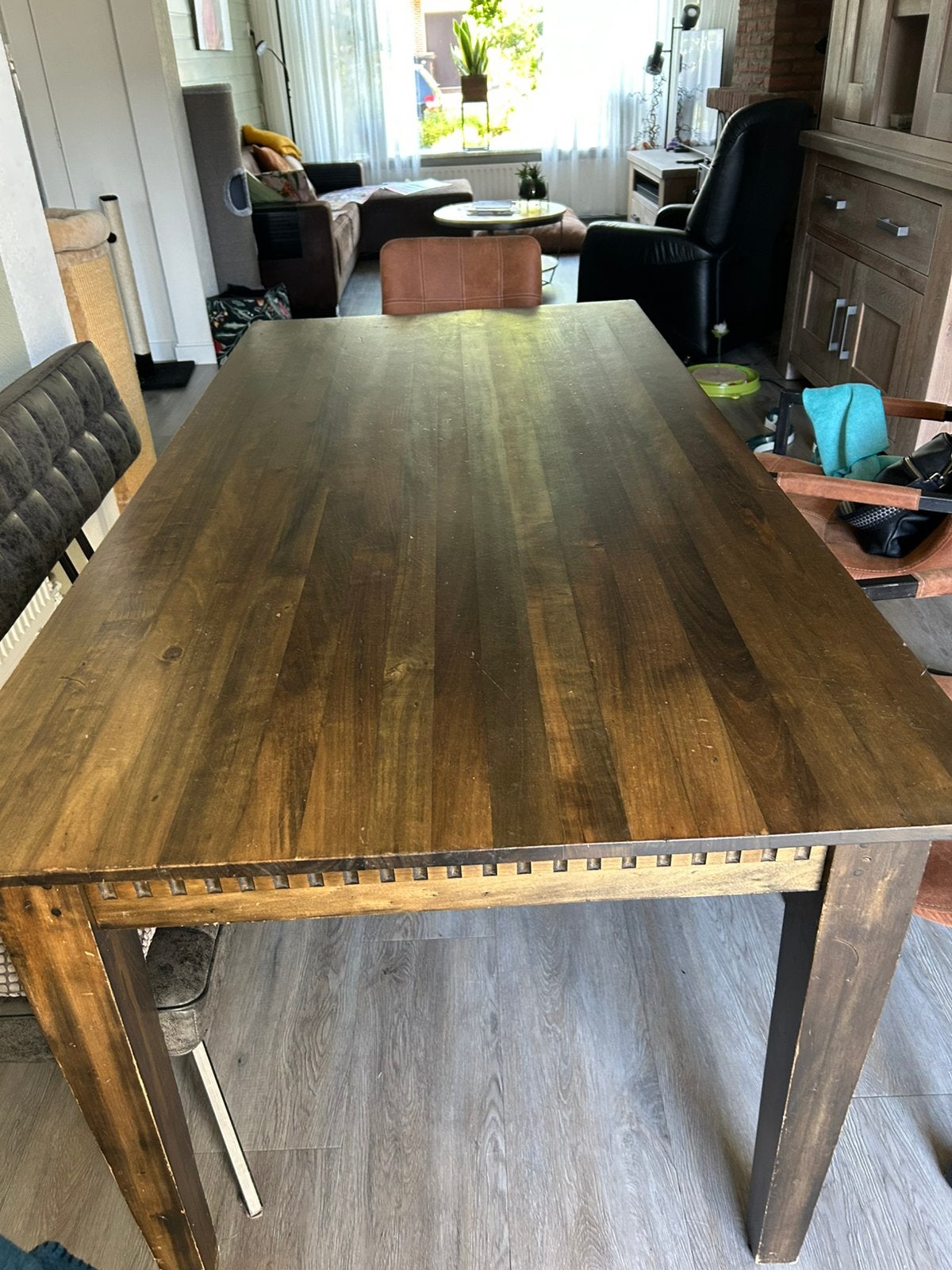 Gebruikte eettafel 1.80m x 0.90m met lichte vlek, Ophalen, Gebruikt, 50 tot 100 cm, 150 tot 200 cm