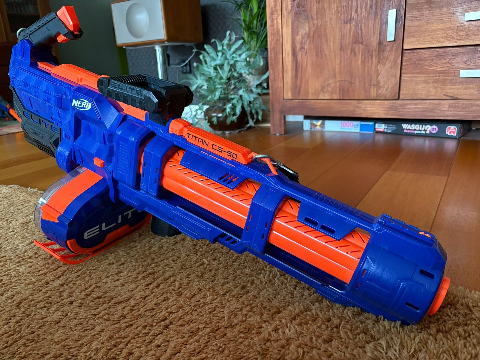 Nerf Nstrike Elite Titan minigun, Kinderen en Baby's, Speelgoed | Buiten | Actiespeelgoed, Ophalen, Zo goed als nieuw