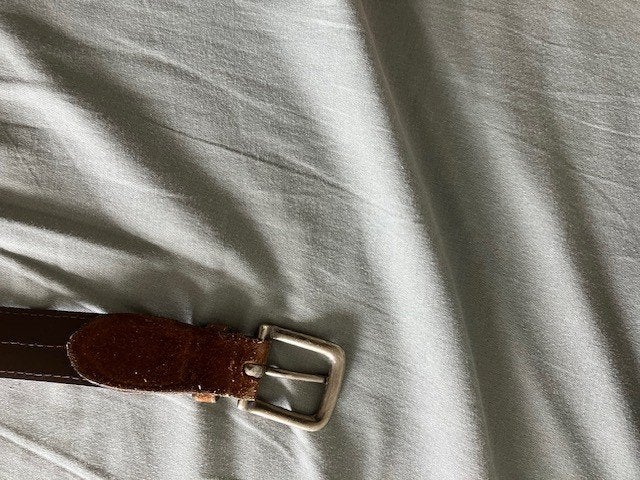 bruine leren riem, Kleding | Heren, Bruin, Zo goed als nieuw, Riem of Ceintuur, 105 tot 115 cm