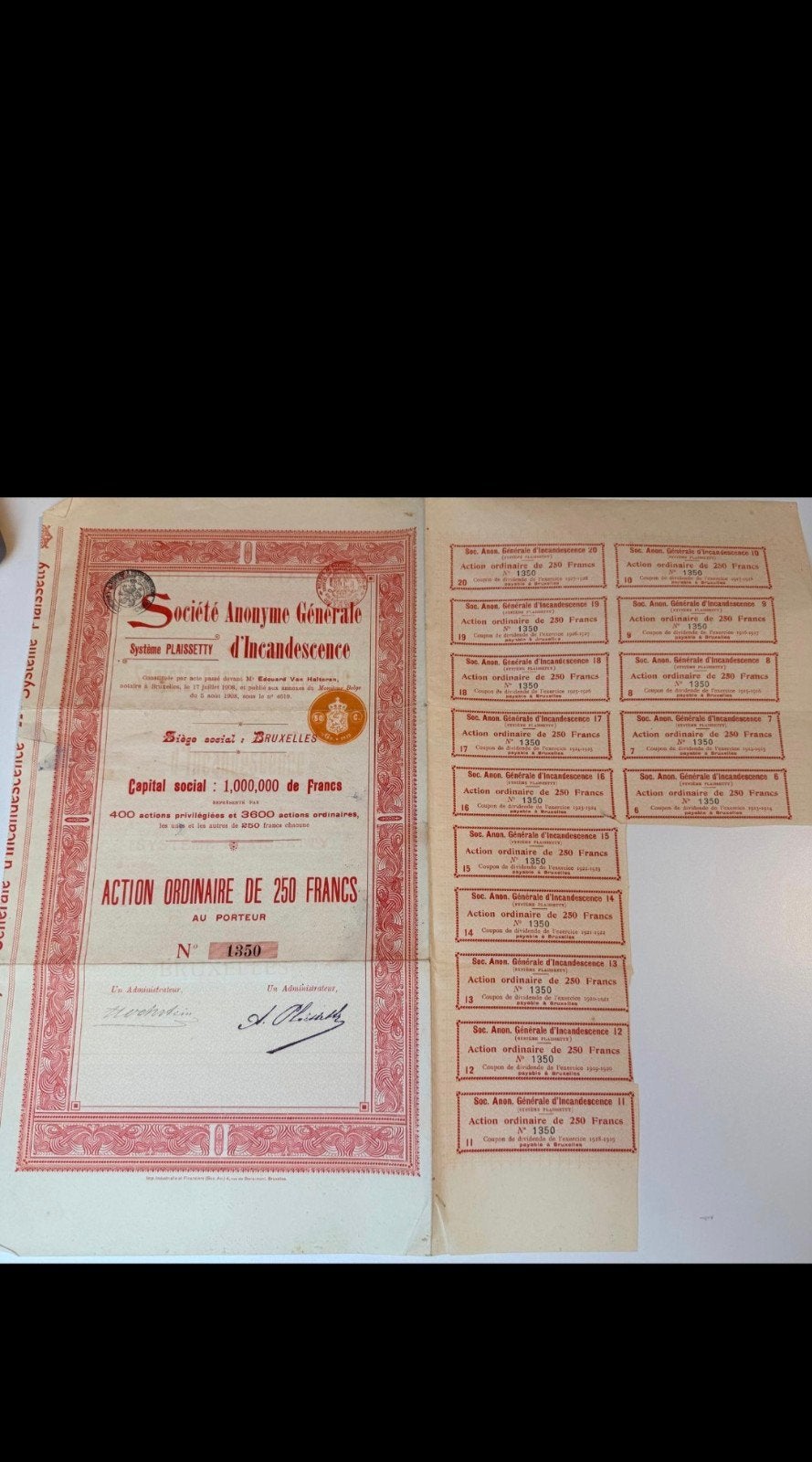 Oud aandeel, Ophalen of Verzenden, Voor 1920, Aandeel