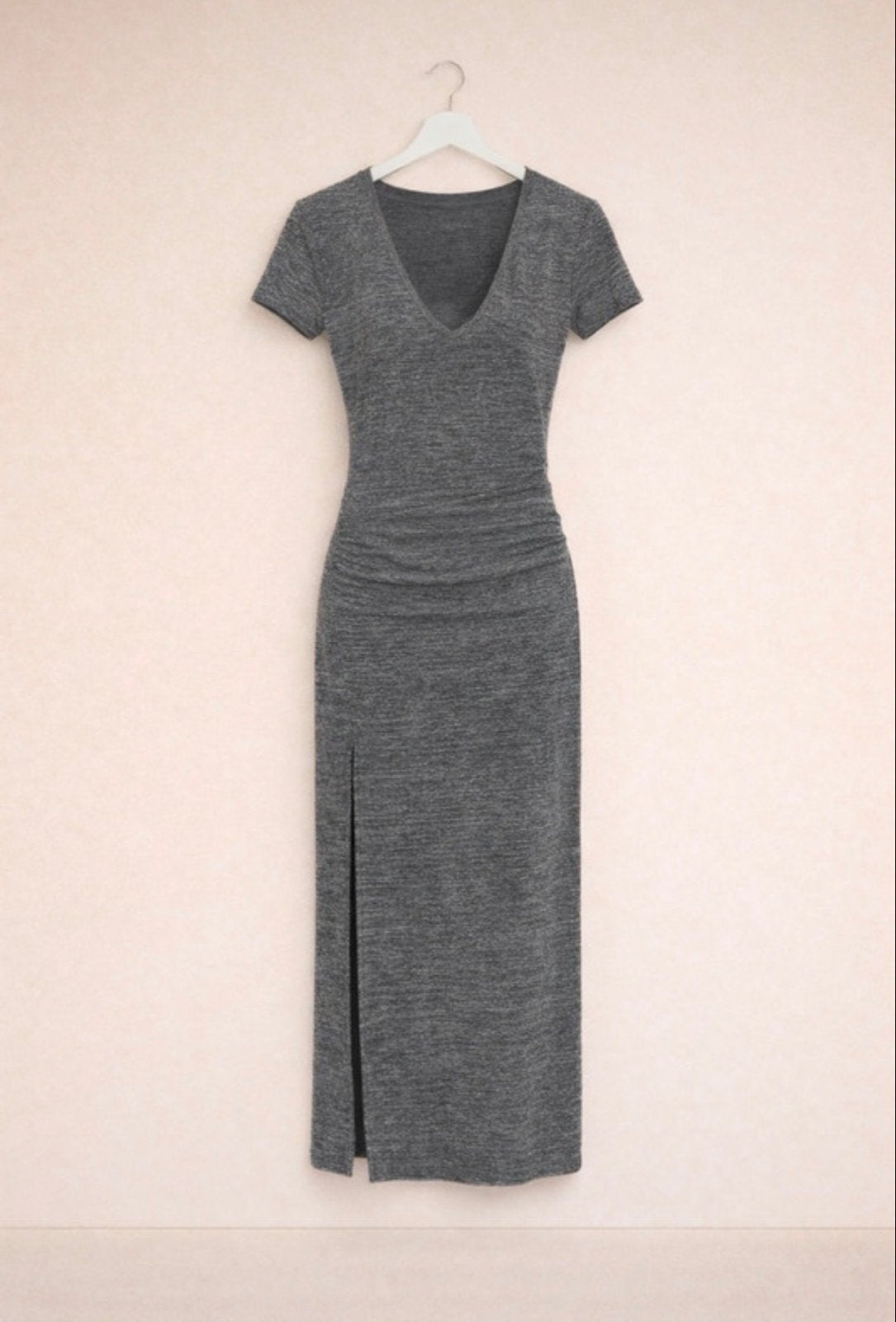 Shein grijze melange maxi jurk met split| Maat M, Ophalen of Verzenden, Nieuw, Grijs, Onder de knie