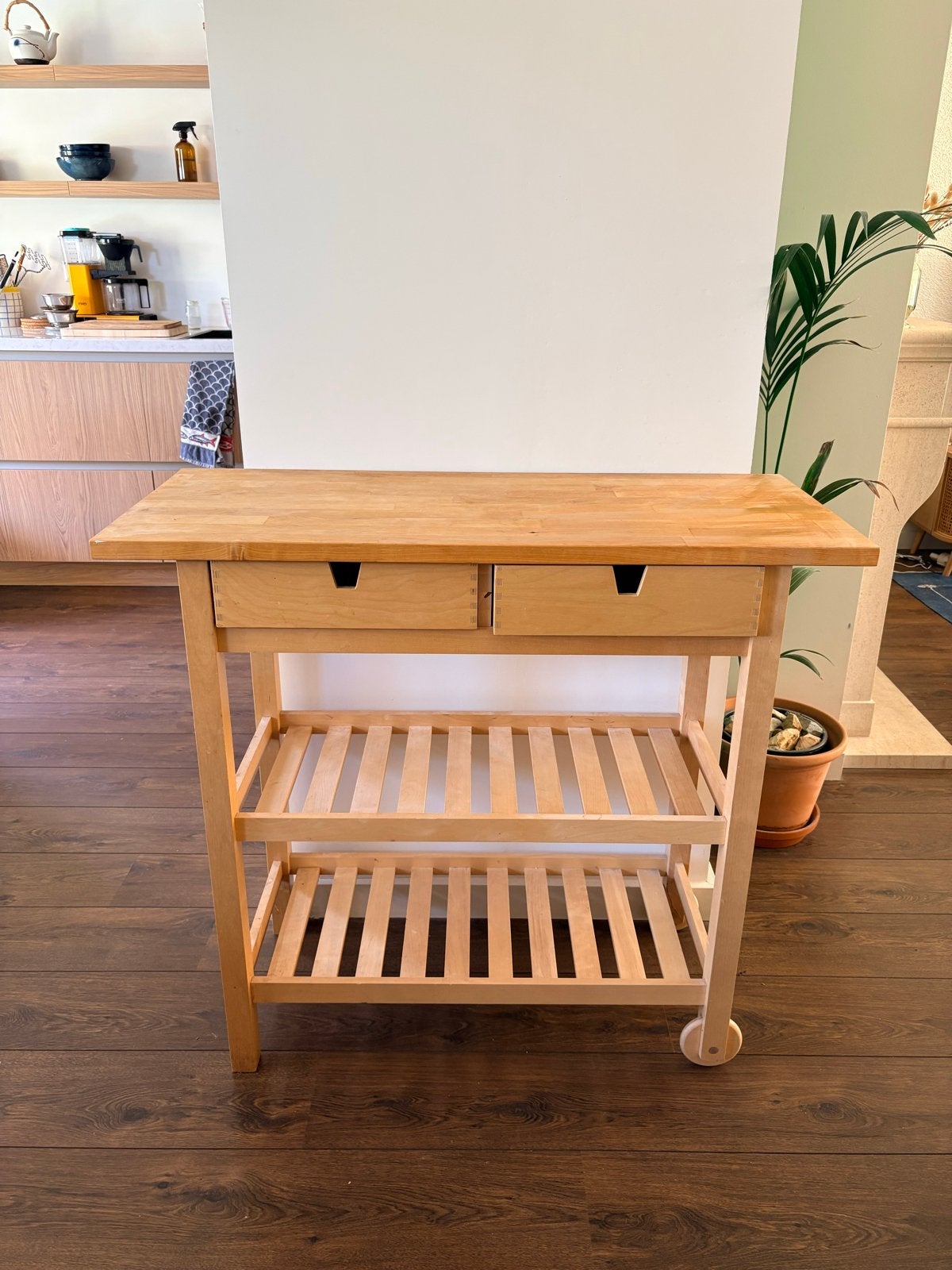 IKEA FÖRHÖJA roltafel van berkenhout, Ophalen, Gebruikt, 50 tot 100 cm, Rechthoekig