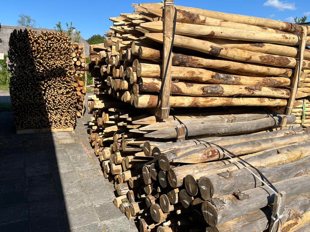 Kastanje paal afrastering zonnedoek schutting duurzaam hout, Tuin en Terras, Palen, Balken en Planken, Ophalen of Verzenden, Nieuw