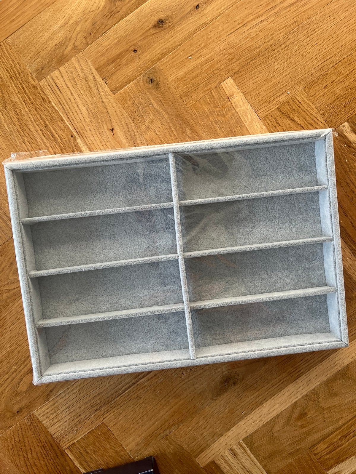 Grijze sieraden/brillen organizer 35x35 cm, Ophalen, Nieuw, Grijs, Softcase