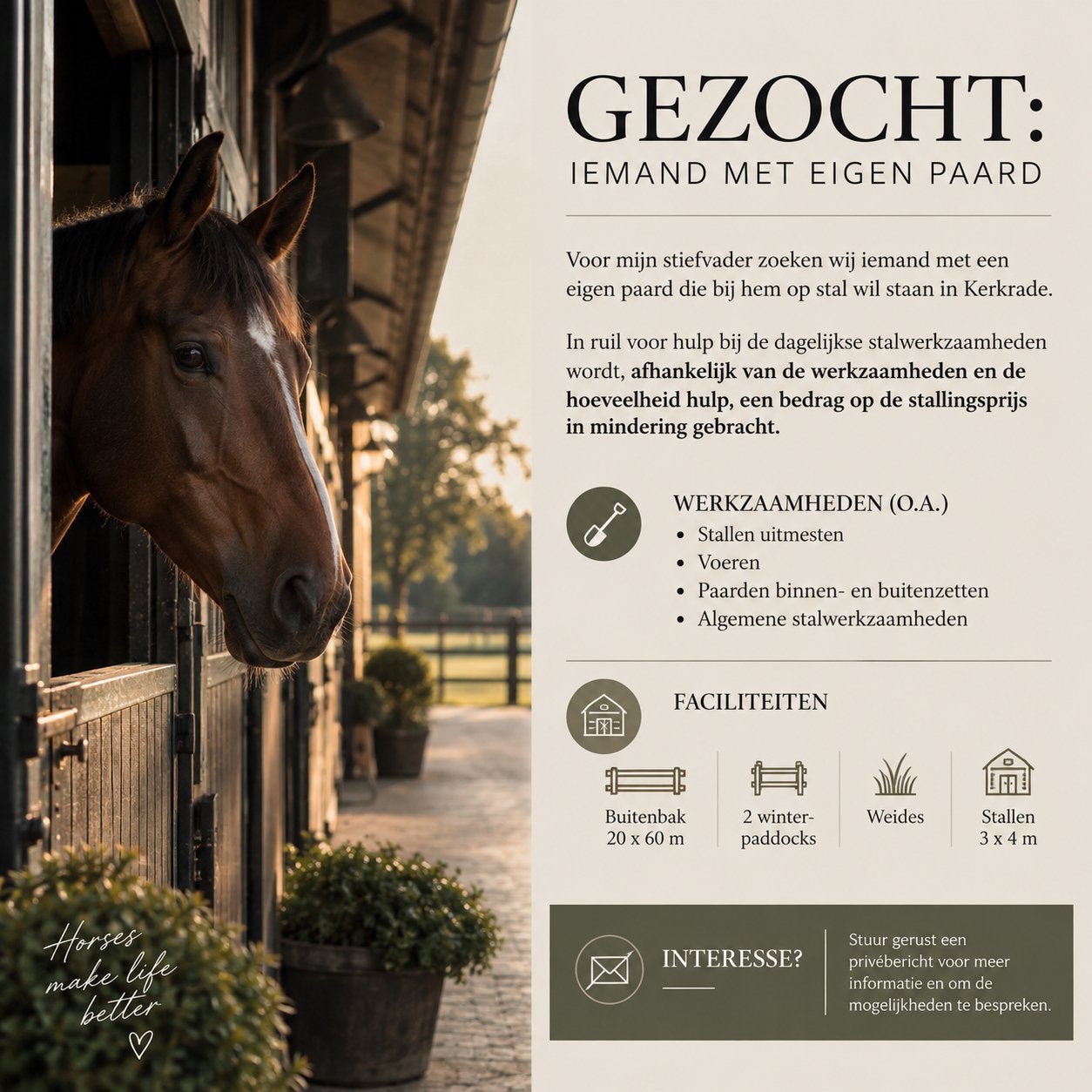 Stalling in ruil voor hulp!, Dieren en Toebehoren, Stalling