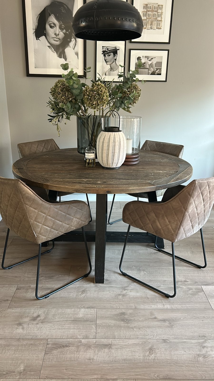 4x Rivièra Maison Frisco Drive Pellini Coffee eetkamerstoel, Ophalen, Gebruikt, Bruin, Leer
