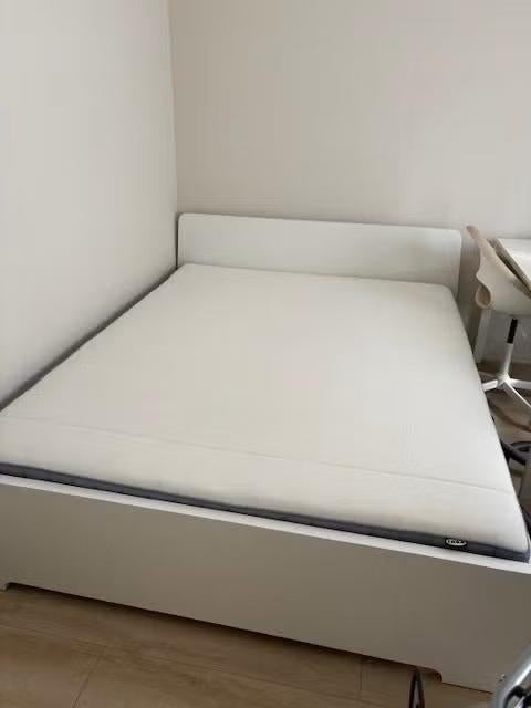 IKEA bed 160x200 met matras – wit – nette staat, Ophalen, Wit, Tweepersoons, Zo goed als nieuw