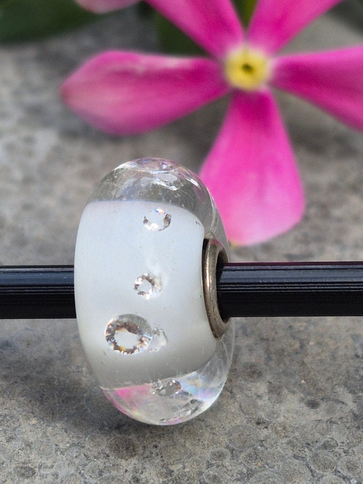 Witte diamant van Trollbeads, Sieraden, Tassen en Uiterlijk, Bedels, Ophalen of Verzenden, Gebruikt, Glas of Kristal, Trollbeads