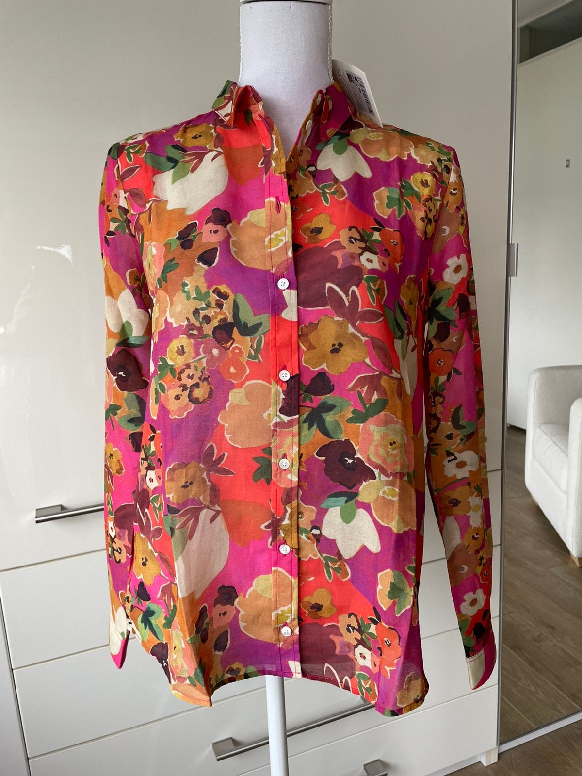 Sézane Pierro blouse zijde bloemen print maat 36 nieuw, Kleding | Dames, Ophalen of Verzenden, Nieuw, Maat 36 (S), Overige kleuren