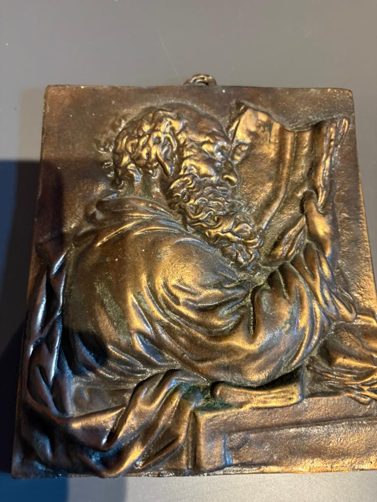 bronzen reliëf, der gelehrte, leonhard posch, oude man boek,, Verzenden