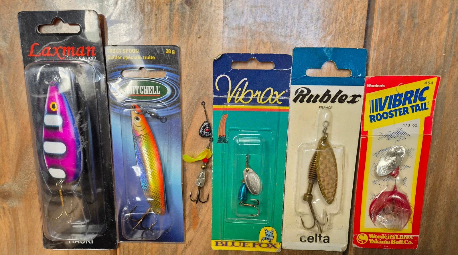6 x Lepels Spinners Vibrax Rublex Mitchell Vibric Kunstaas, Ophalen of Verzenden, Overige typen