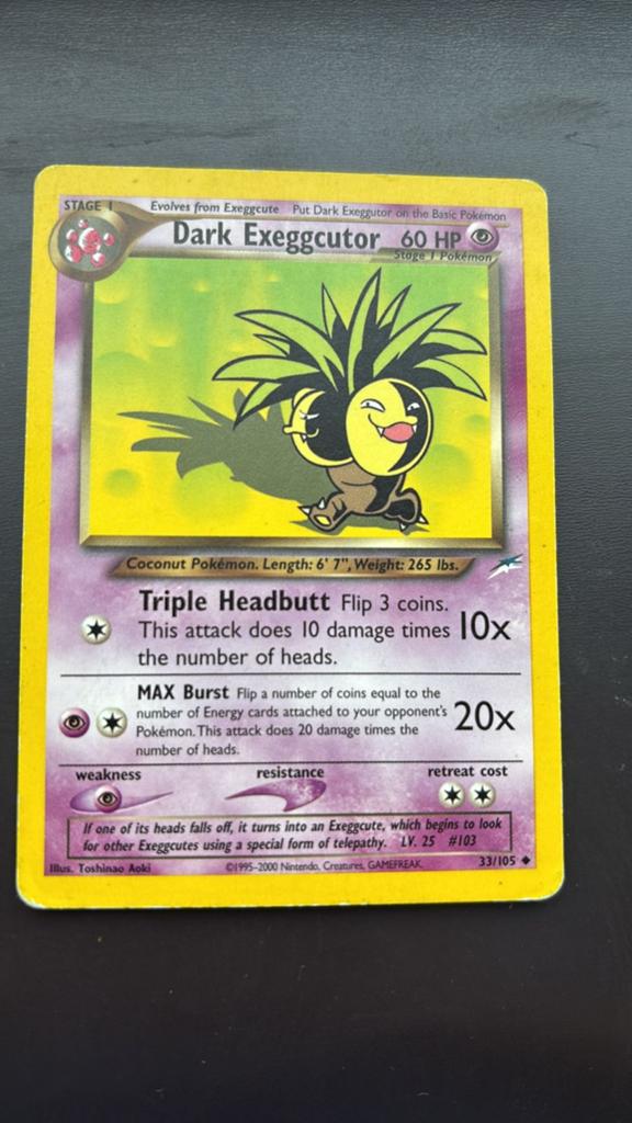 dark exeggutor 33/105 pokemon neo destiny, Ophalen of Verzenden, Zo goed als nieuw
