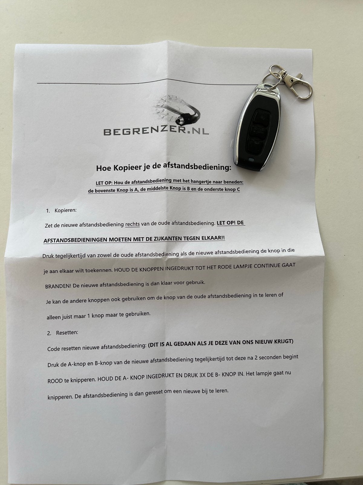 Universele Afstandsbediening begrenzer scooter, Ophalen