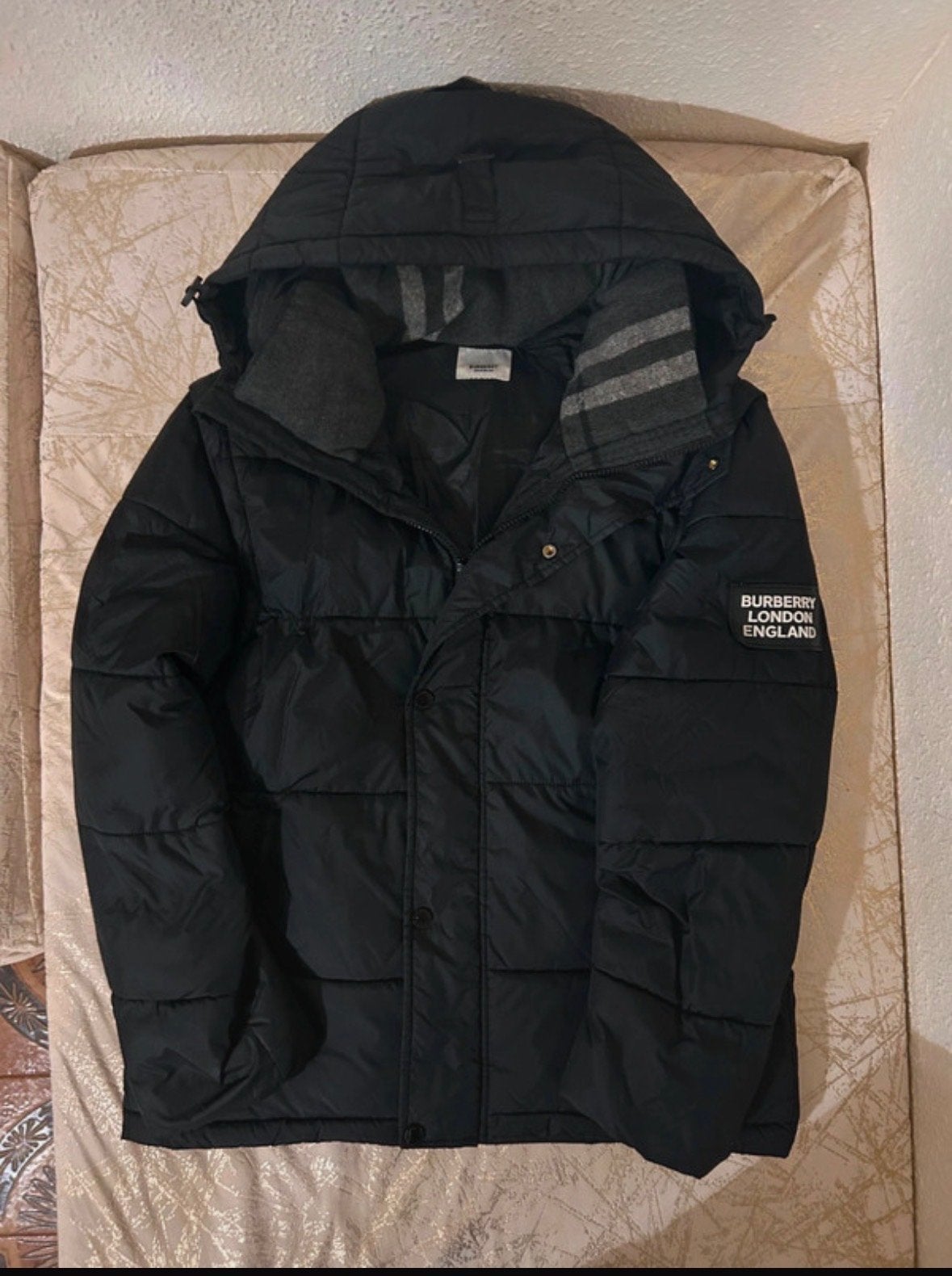 Burberry London England Zwarte Gewatteerde Jas, Kleding | Dames, Ophalen of Verzenden, Zo goed als nieuw, Maat 38/40 (M), Zwart