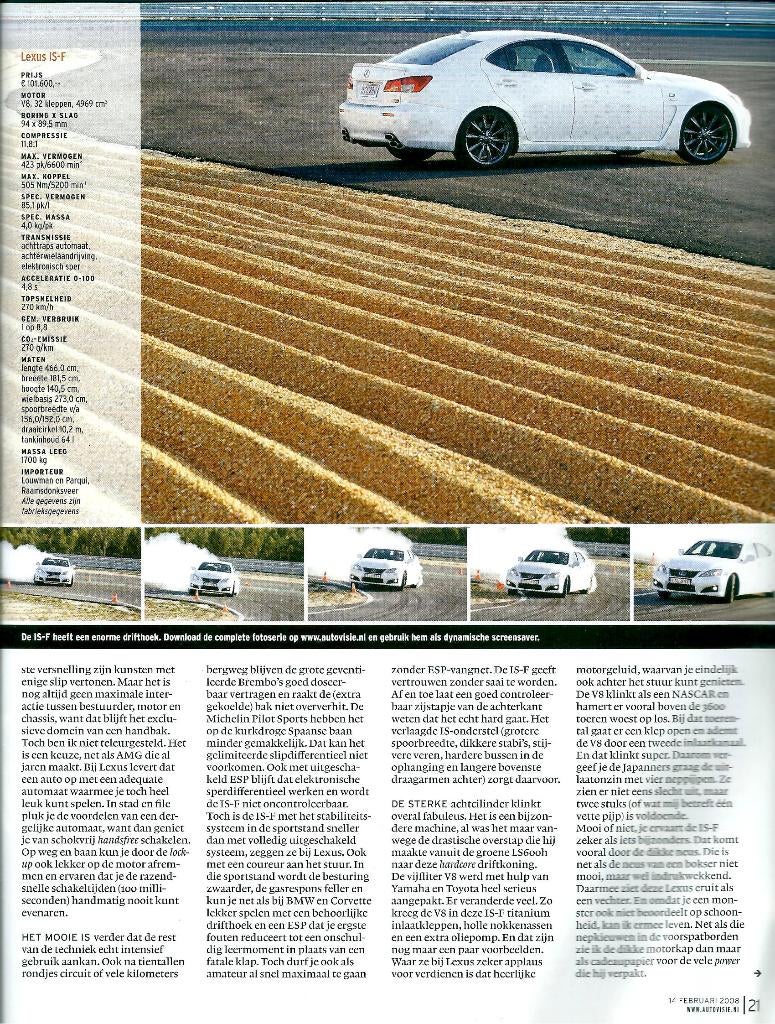 Autovisie rij indruk Lexus IS-F 2008, Ophalen of Verzenden, Gelezen, Algemeen