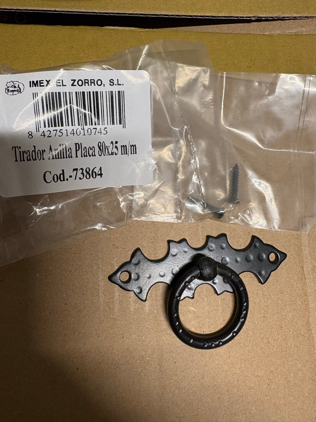 Metalen Handgreep met Ring - IMEX EL ZORRO - 80x25mm, Ophalen of Verzenden, Nieuw, 50 tot 100 mm, Overige typen