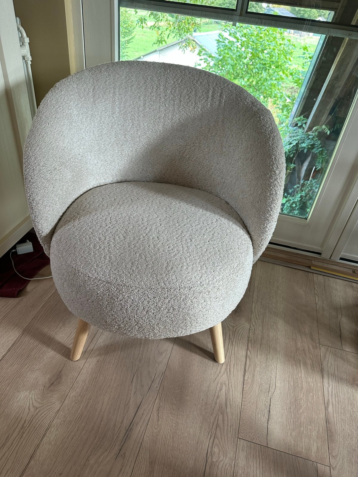 Moderne Bouclé Fauteuil - Crème Witte Teddy Stoel, Ophalen, Wit, Zo goed als nieuw, Eén