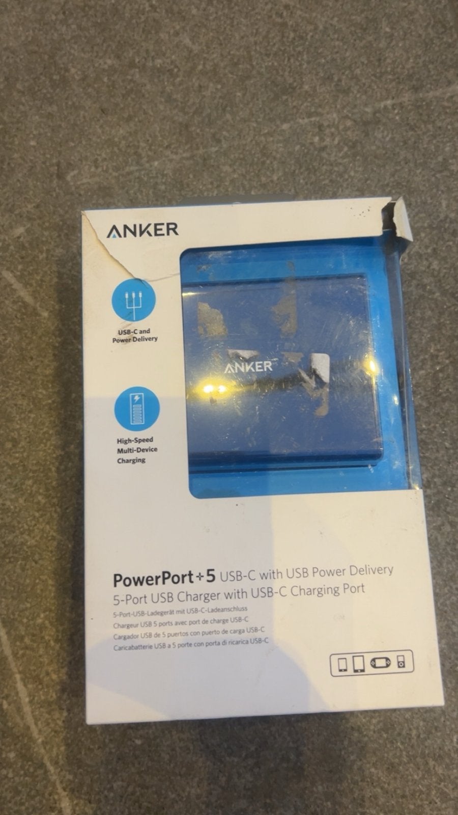 Anker PowerPort+ 5 USB-C PD Oplader - 5 poorten, Universeel, Anker, USB-C, Adapter