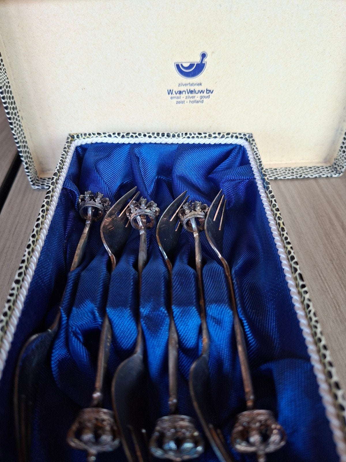 6 vintage taartvorkje met kroontje, Ophalen