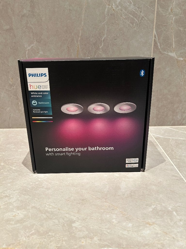 Philips Hue Xamento badkamerinbouwspot 3-pack, Kunststof, GU10, Nieuw, Ophalen of Verzenden
