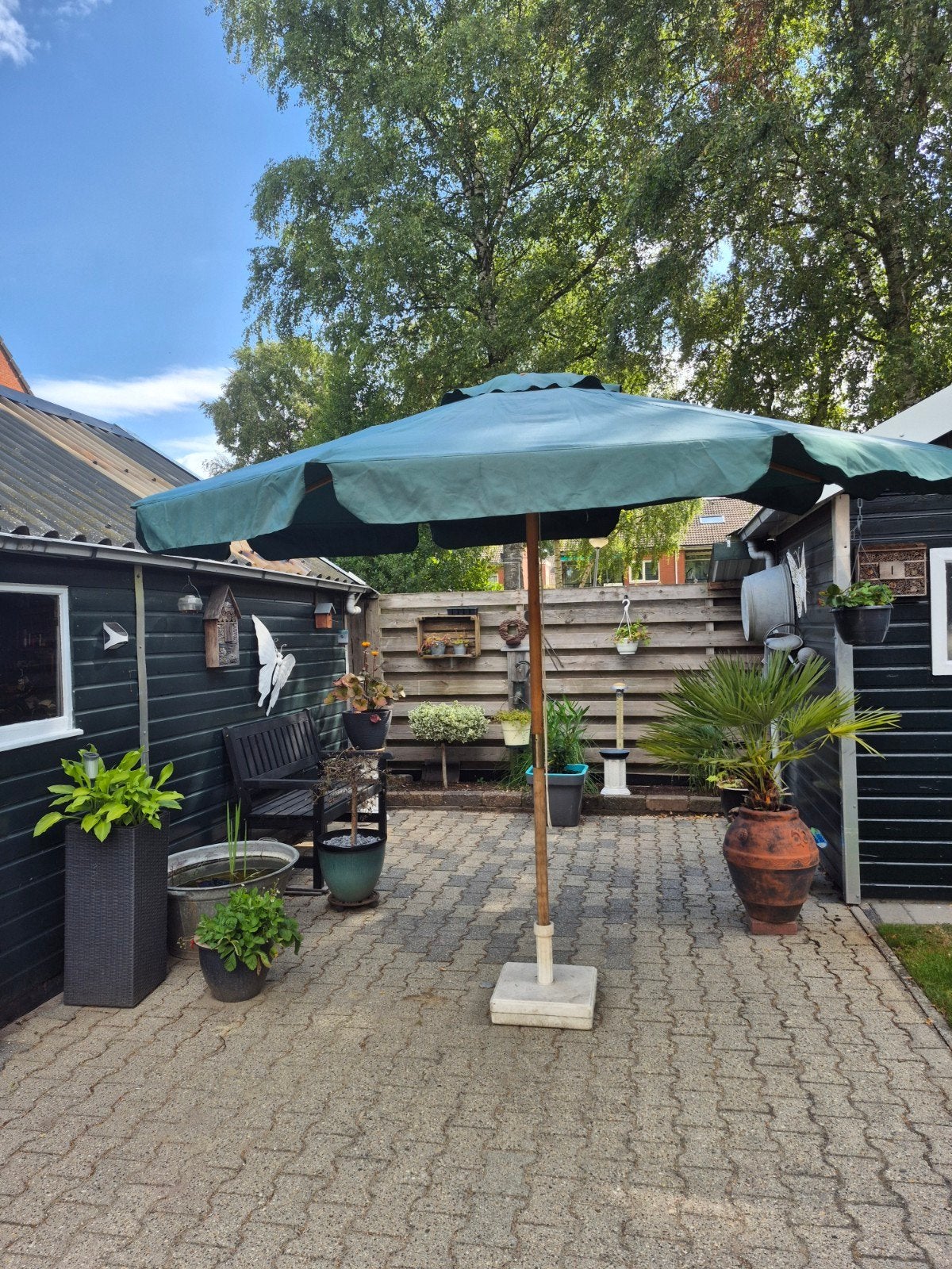 parasol houten frame 3 m met voet, Ophalen