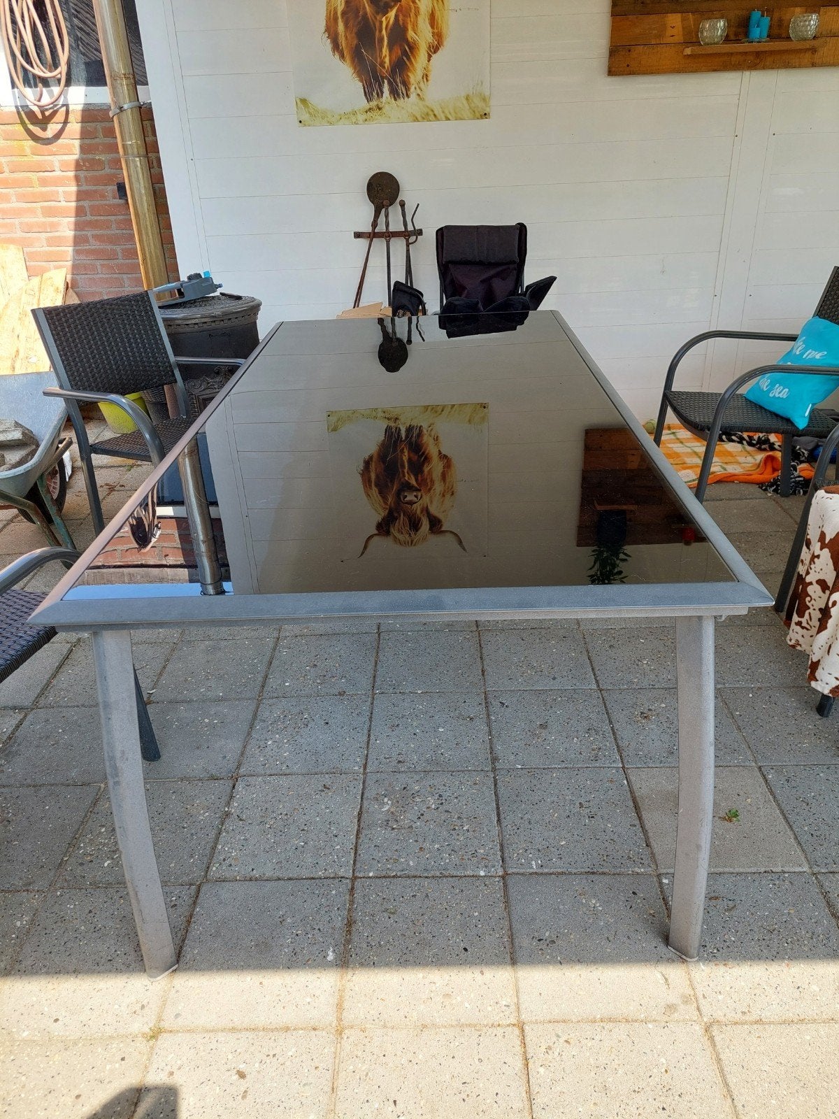 Gratis tuintafel, Tuin en Terras, Ophalen, Gebruikt, Rechthoekig, Metaal