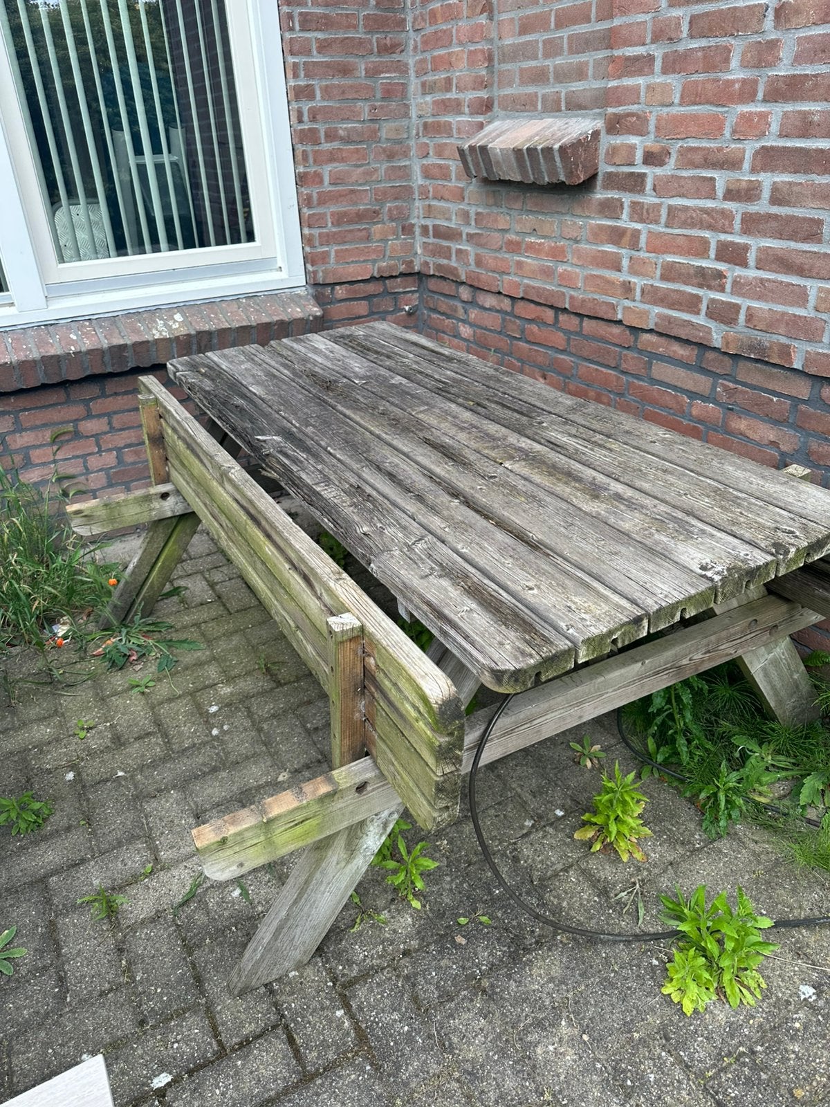 Picknicktafel opknappertje, Ophalen, Zo goed als nieuw, Rechthoekig, Hout