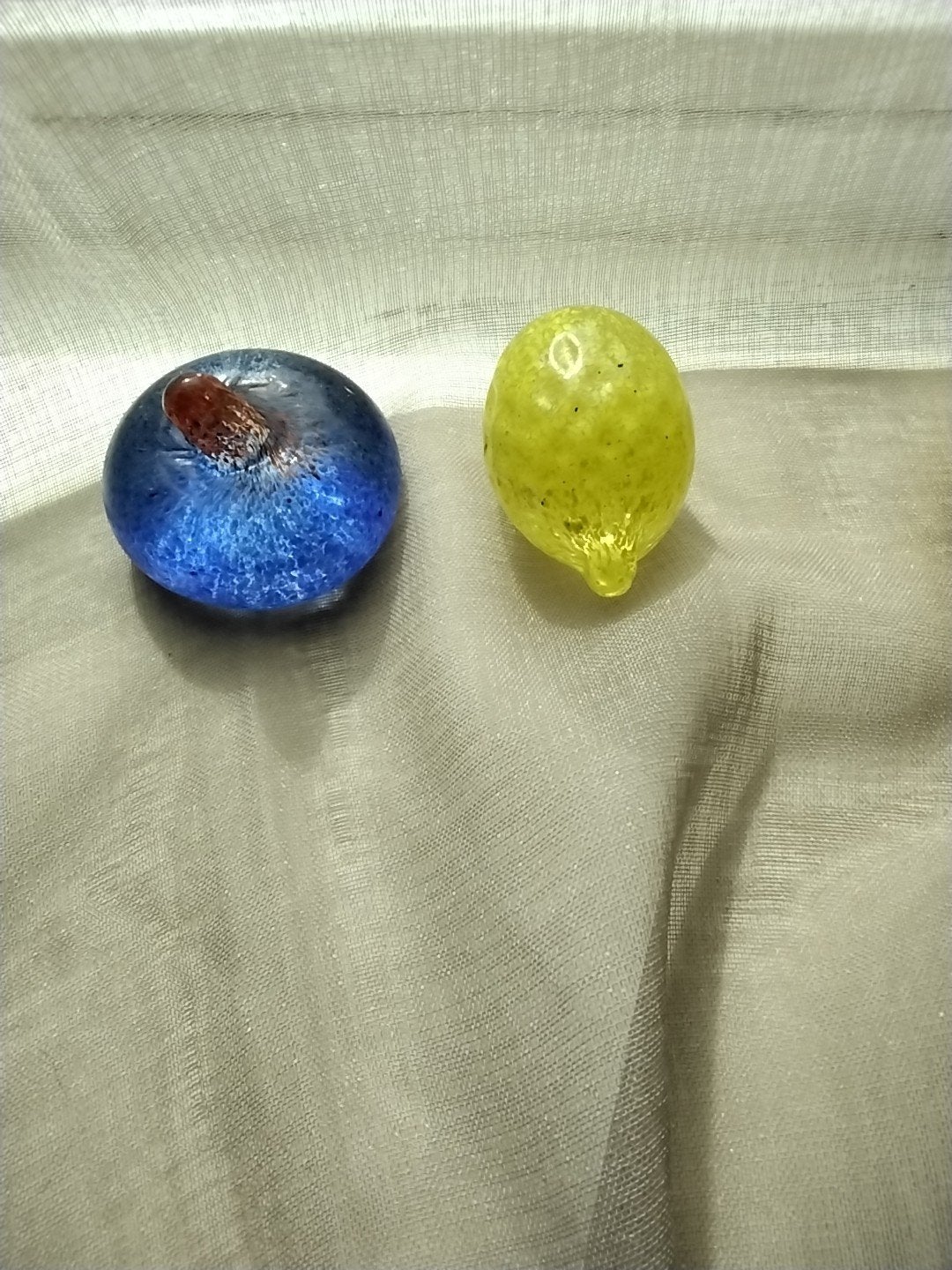 Glazen miniatuur fruit decoratie: citroen en pompoen, Ophalen of Verzenden