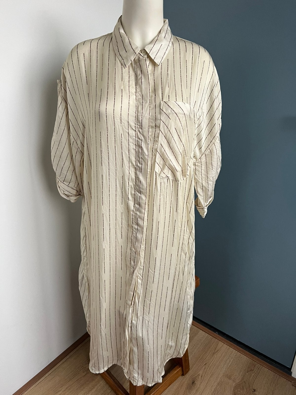 Copenhagen muse ecru bruin jurkje xl satijn cupro blousejurk, Beige, Maat 46/48 (XL) of groter, Ophalen of Verzenden, Zo goed als nieuw