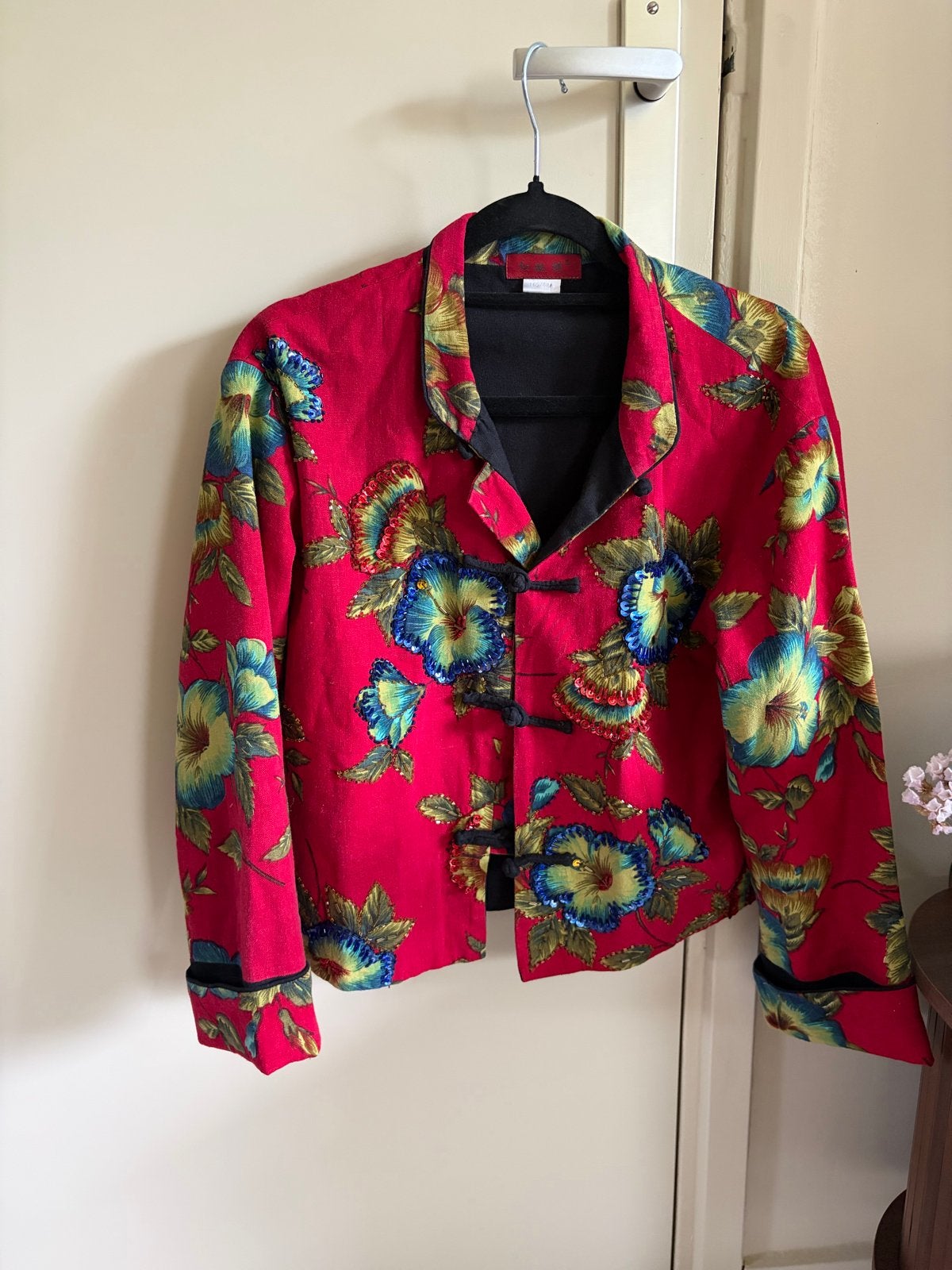 Chinees rood bloemenjasje met palletten - maat XS/S, Ophalen of Verzenden, Gedragen, Maat 38/40 (M), Rood