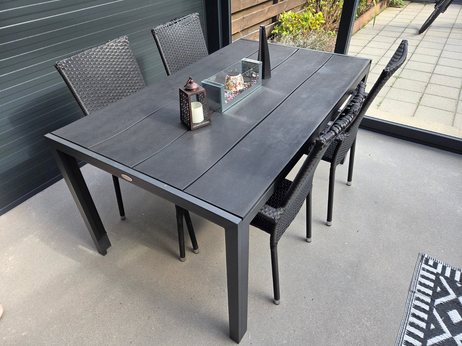 Tuinmeubelset: Wicker stoelen met aluminium tafel, Ophalen, 4 zitplaatsen, Gebruikt, Aluminium