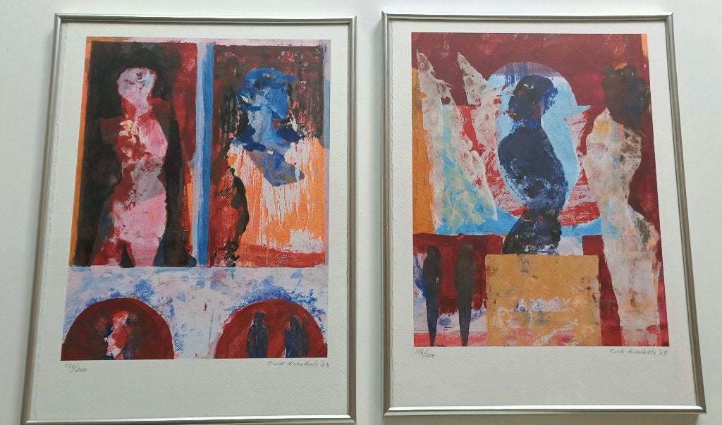 Twee gesigneerde zeefdrukken, Erik Kierkels, 2003., Antiek en Kunst, Ophalen of Verzenden