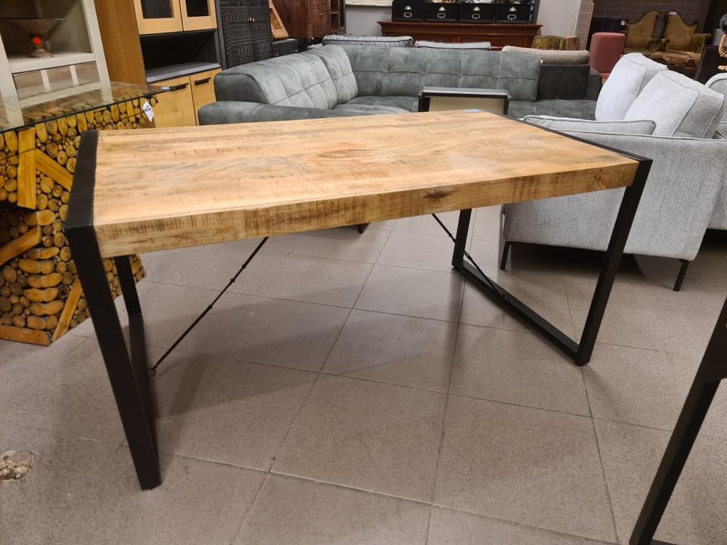 Nieuwe eettafel 160x90cm mangohout u-poot €150, Ophalen, ., Nieuw, .