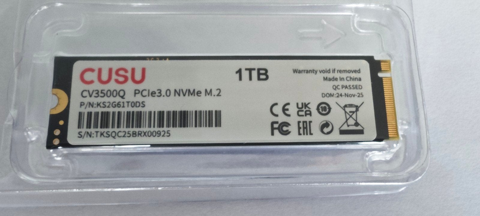 1TB PCIe3.0 NVMe M.2 SSD - Nieuw in verpakking, Ophalen, Intern, SSD, Nieuw